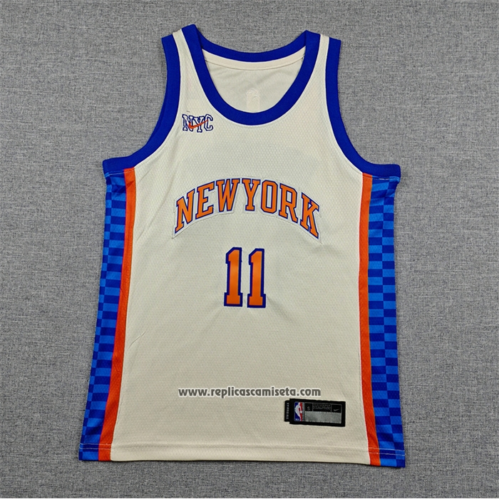 Camiseta Nino New York Knicks Jalen Brunson NO 11 Ciudad 2025-26 Crema